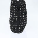 PRADA Grommet Tote Bag Nylon Black Silver Auth bs30430-3