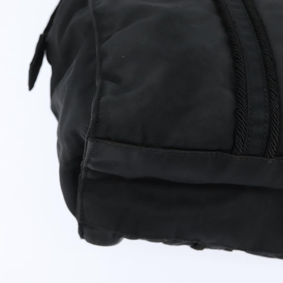 PRADA Tote Bag Nylon Black Silver Auth bs30431