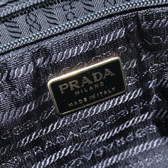 PRADA Tote Bag Nylon Black Silver Auth bs30431