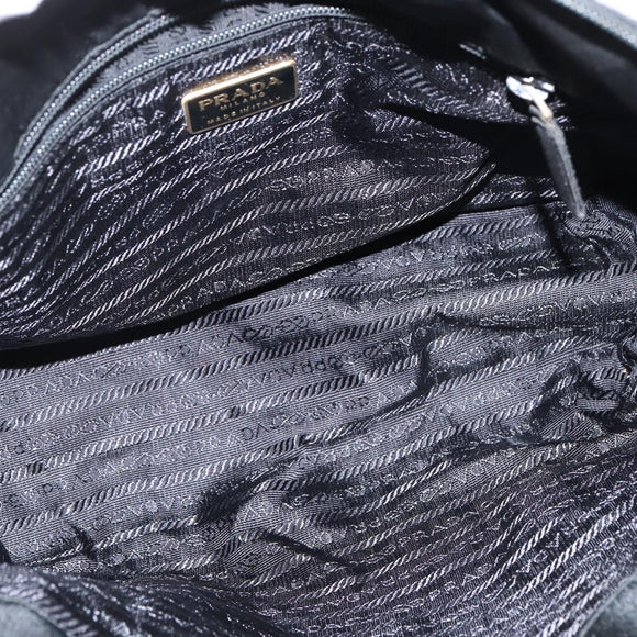 PRADA Tote Bag Nylon Black Silver Auth bs30431