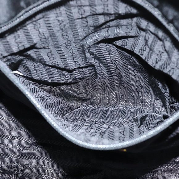 PRADA Tote Bag Nylon Black Silver Auth bs30431