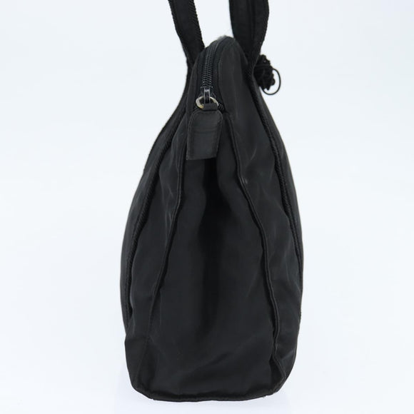 PRADA Tote Bag Nylon Black Silver Auth bs30431