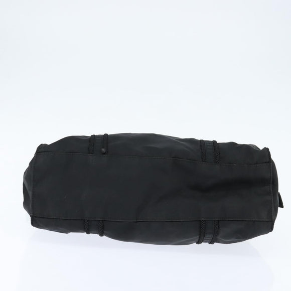 PRADA Tote Bag Nylon Black Silver Auth bs30431