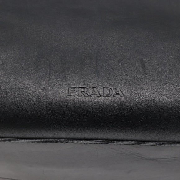 PRADA Hand Bag Leather Black Silver Auth bs30432