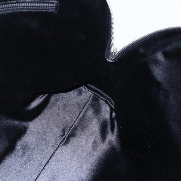 PRADA Hand Bag Leather Black Silver Auth bs30432