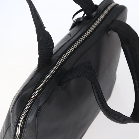 PRADA Hand Bag Leather Black Silver Auth bs30432