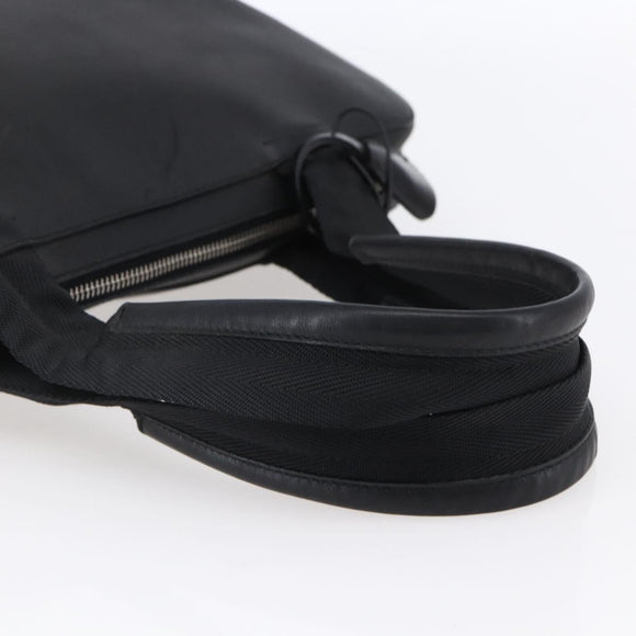 PRADA Hand Bag Leather Black Silver Auth bs30432