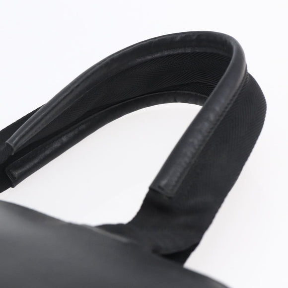 PRADA Hand Bag Leather Black Silver Auth bs30432