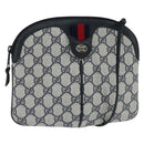 GUCCI GG Supreme Sherry Line Shoulder Bag PVC Navy Gold 904 02 047 Auth bs30434-1