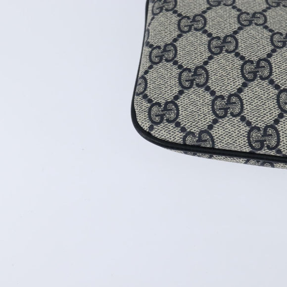 GUCCI GG Supreme Sherry Line Shoulder Bag PVC Navy Gold 904 02 047 Auth bs30434