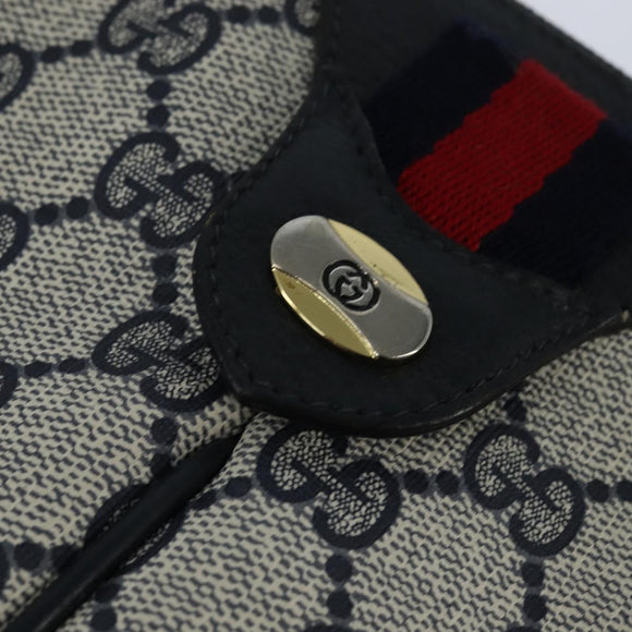 GUCCI GG Supreme Sherry Line Shoulder Bag PVC Navy Gold 904 02 047 Auth bs30434