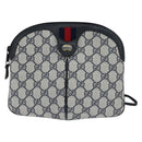 GUCCI GG Supreme Sherry Line Shoulder Bag PVC Navy Gold 904 02 047 Auth bs30434-13