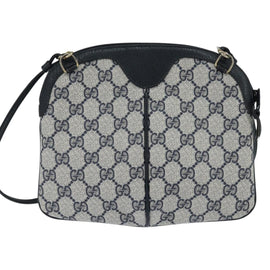 GUCCI GG Supreme Sherry Line Shoulder Bag PVC Navy Gold 904 02 047 Auth bs30434 - 0