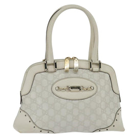 GUCCI GG Canvas Guccissima Hand Bag Leather White Gold 145785 Auth bs30436