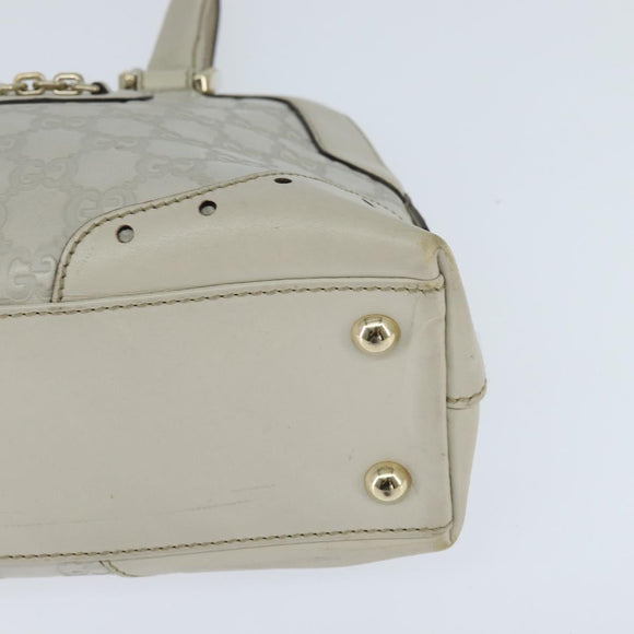 GUCCI GG Canvas Guccissima Hand Bag Leather White Gold 145785 Auth bs30436
