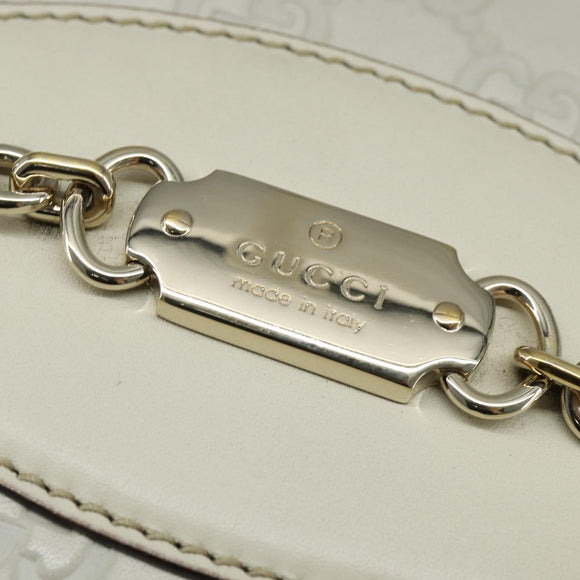 GUCCI GG Canvas Guccissima Hand Bag Leather White Gold 145785 Auth bs30436