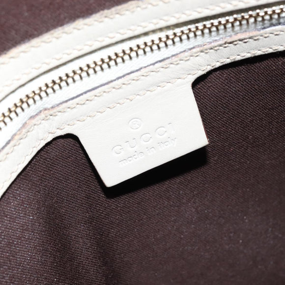 GUCCI GG Canvas Guccissima Hand Bag Leather White Gold 145785 Auth bs30436