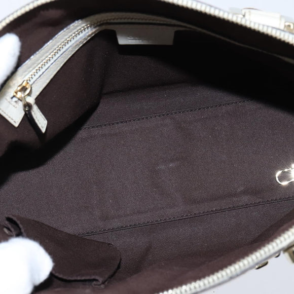 GUCCI GG Canvas Guccissima Hand Bag Leather White Gold 145785 Auth bs30436