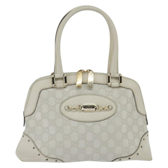 GUCCI GG Canvas Guccissima Hand Bag Leather White Gold 145785 Auth bs30436