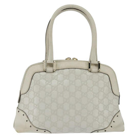 GUCCI GG Canvas Guccissima Hand Bag Leather White Gold 145785 Auth bs30436 - 0
