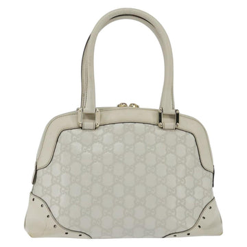 GUCCI GG Canvas Guccissima Hand Bag Leather White Gold 145785 Auth bs30436 - 0