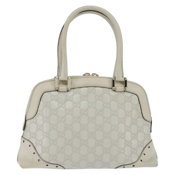 GUCCI GG Canvas Guccissima Hand Bag Leather White Gold 145785 Auth bs30436
