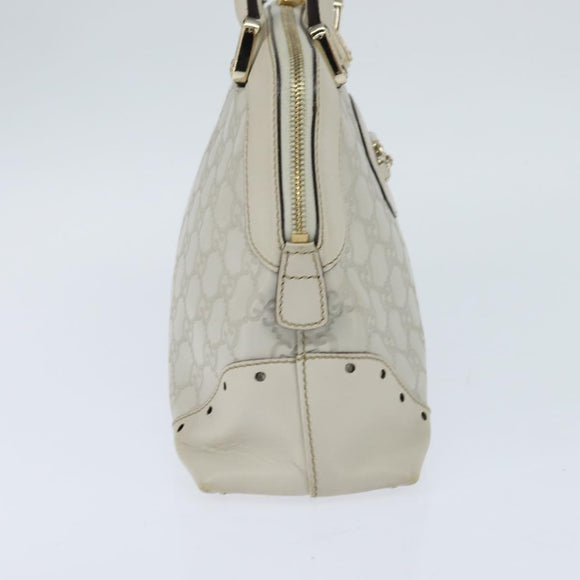 GUCCI GG Canvas Guccissima Hand Bag Leather White Gold 145785 Auth bs30436