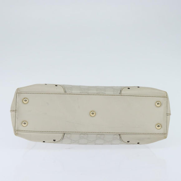 GUCCI GG Canvas Guccissima Hand Bag Leather White Gold 145785 Auth bs30436