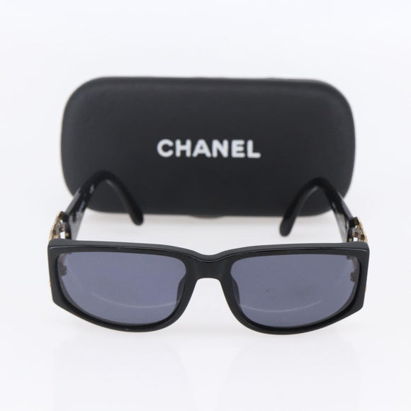CHANEL COCO Mark Sunglasses plastic Black CC Auth bs30437