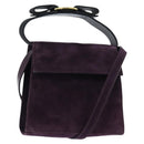 Salvatore Ferragamo Vala Hand Bag Suede 2way Purple Gold Auth bs30438-1
