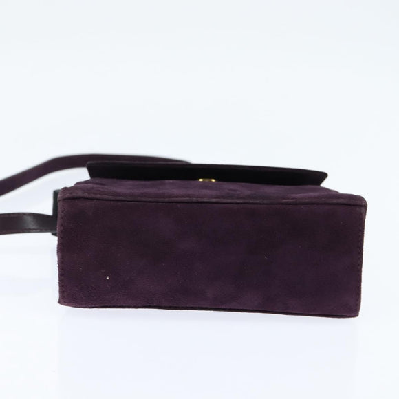 Salvatore Ferragamo Vala Hand Bag Suede 2way Purple Gold Auth bs30438