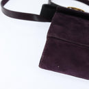 Salvatore Ferragamo Vala Hand Bag Suede 2way Purple Gold Auth bs30438-15