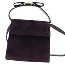 Salvatore Ferragamo Vala Hand Bag Suede 2way Purple Gold Auth bs30438-13