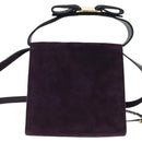 Salvatore Ferragamo Vala Hand Bag Suede 2way Purple Gold Auth bs30438-2