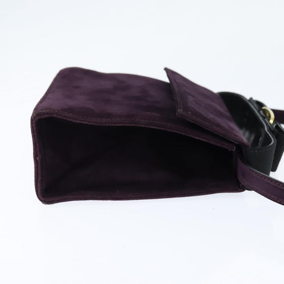 Salvatore Ferragamo Vala Hand Bag Suede 2way Purple Gold Auth bs30438