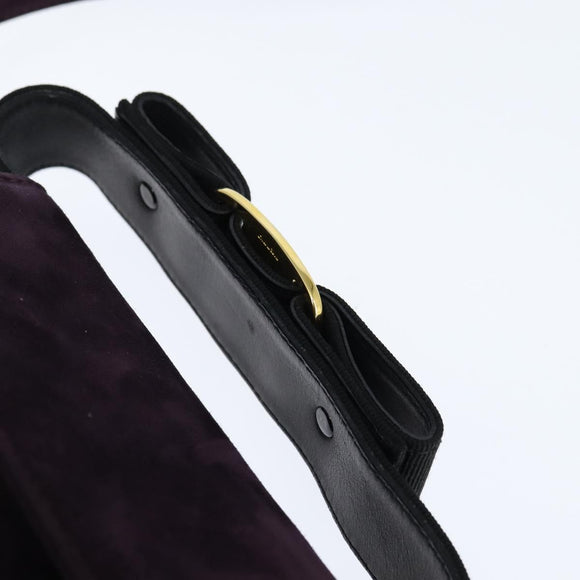 Salvatore Ferragamo Vala Hand Bag Suede 2way Purple Gold Auth bs30438