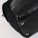 CHANEL COCO Mark Chain Bag Nylon Patent leather Black Silver CC Auth bs30439-14