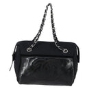 CHANEL COCO Mark Chain Bag Nylon Patent leather Black Silver CC Auth bs30439-13