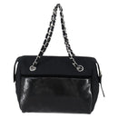 CHANEL COCO Mark Chain Bag Nylon Patent leather Black Silver CC Auth bs30439-2