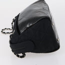 CHANEL COCO Mark Chain Bag Nylon Patent leather Black Silver CC Auth bs30439-4