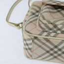 BURBERRY Nova Check Blue Label Shoulder Bag Canvas Beige Silver Auth bs30440-9