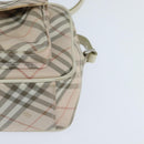 BURBERRY Nova Check Blue Label Shoulder Bag Canvas Beige Silver Auth bs30440-14