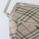 BURBERRY Nova Check Blue Label Shoulder Bag Canvas Beige Silver Auth bs30440-15