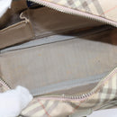BURBERRY Nova Check Blue Label Shoulder Bag Canvas Beige Silver Auth bs30440-11