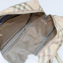 BURBERRY Nova Check Blue Label Shoulder Bag Canvas Beige Silver Auth bs30440-18