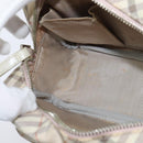 BURBERRY Nova Check Blue Label Shoulder Bag Canvas Beige Silver Auth bs30440-19