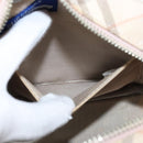 BURBERRY Nova Check Blue Label Shoulder Bag Canvas Beige Silver Auth bs30440-20