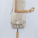 BURBERRY Nova Check Blue Label Shoulder Bag Canvas Beige Silver Auth bs30440-22