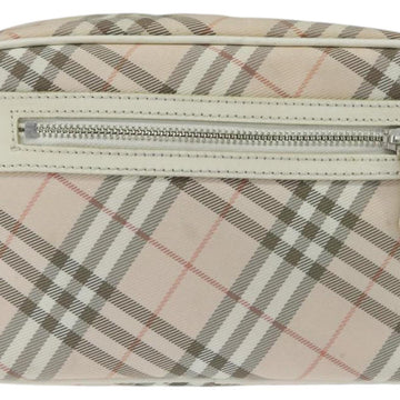 BURBERRY Nova Check Blue Label Shoulder Bag Canvas Beige Silver Auth bs30440 - 0