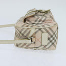 BURBERRY Nova Check Blue Label Shoulder Bag Canvas Beige Silver Auth bs30440-3
